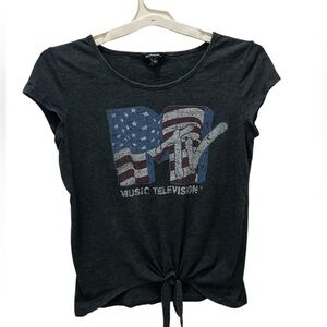 ROCK & REPUBLIC MTV tie front gray T-shirt size Large